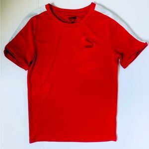 PUMA red & white puma logo short sleeve soccer jersey t shirt